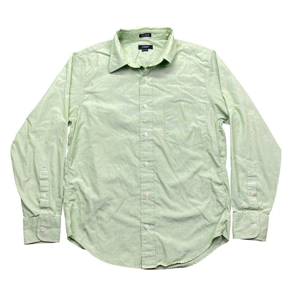 VTG J.Crew Slim Fit Shirt Mens Medium Lime Green 100s 2-Ply Cotton Button Up